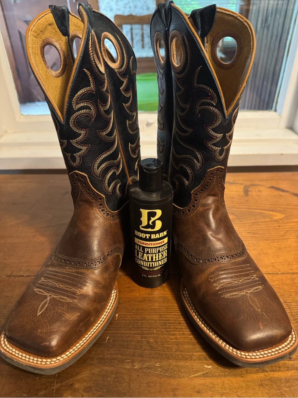 Men's Rank45 Brown and Blue Western Leather Boots